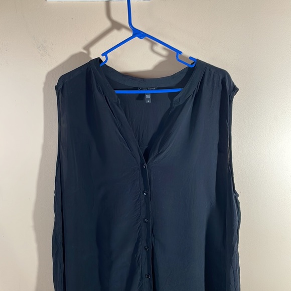 Eileen Fisher silk sleeveless button down tunic top - Picture 4 of 5